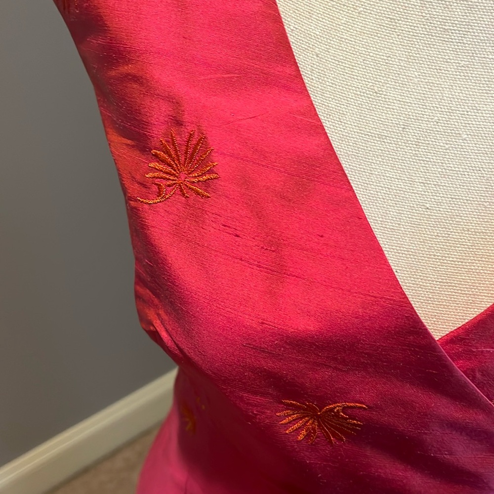 Finity Pink And Orange Embroidered Dress View 3